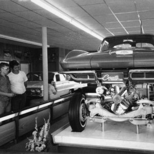1963 Corvette dealership display at Grotewold Chevrolet in Iowa