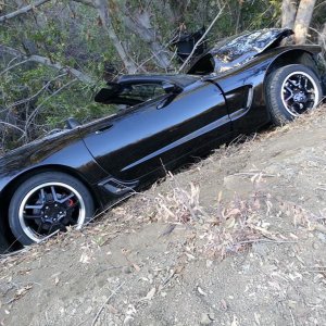 Wrecked Vette in Malibu California