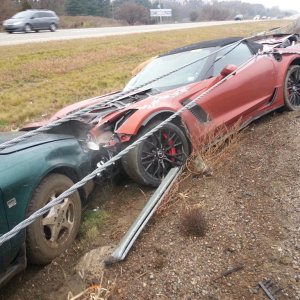 2015 Corvette Z06 Convertible Wrecks in the Rain in Michigan