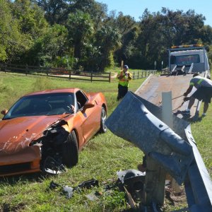 C6 Corvette Takes out a Tractor Trailer