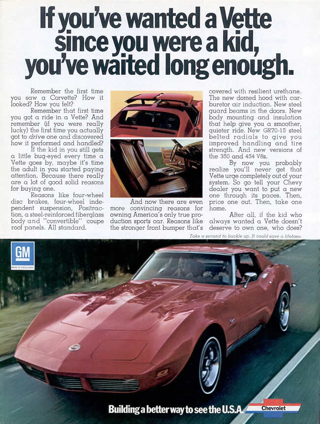 1973 Corvette Advertisement