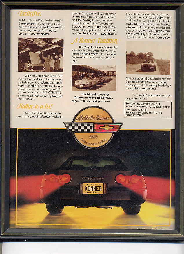 1986 Corvette Advertisement