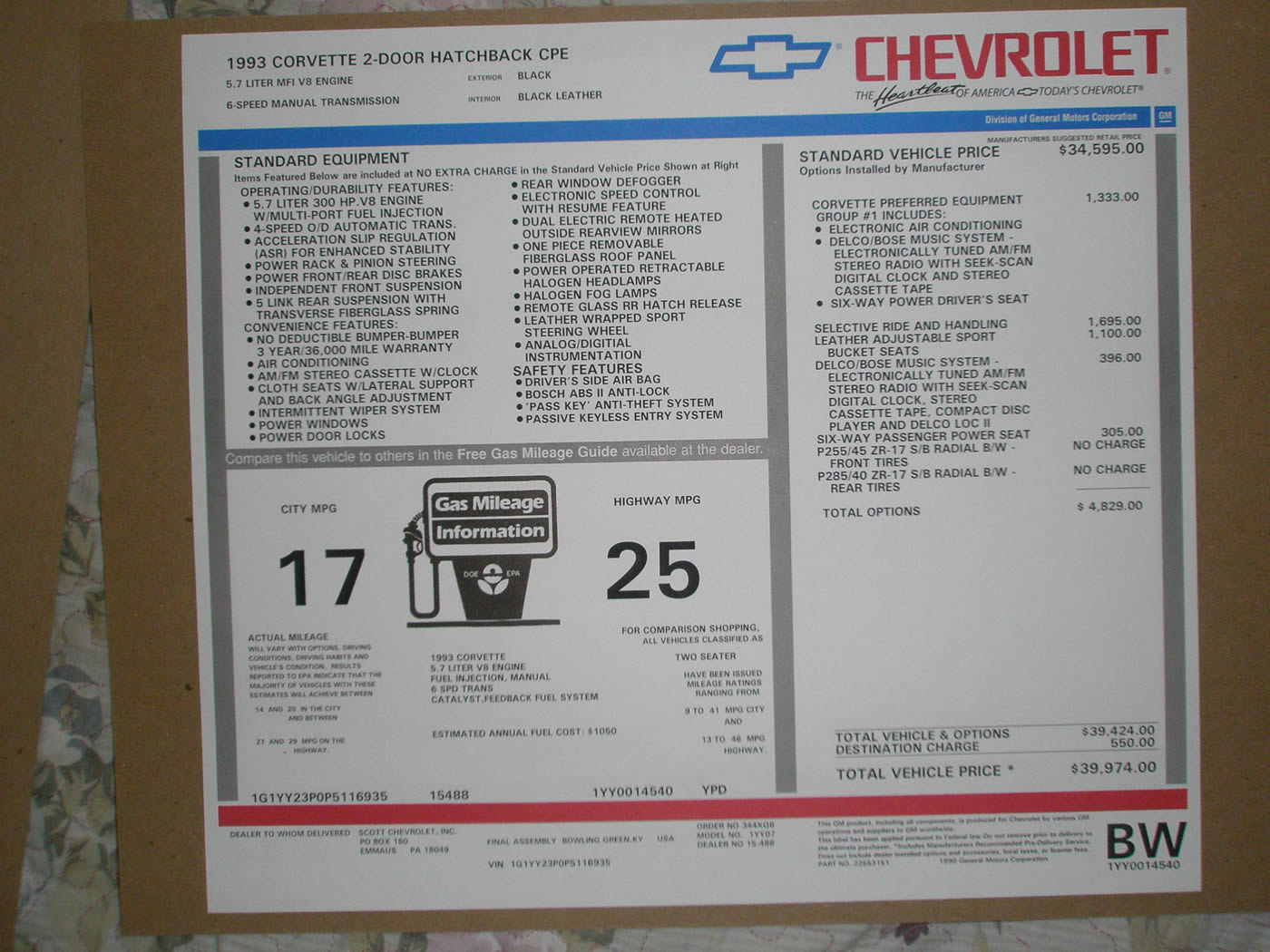 1993 Corvette Coupe in Black