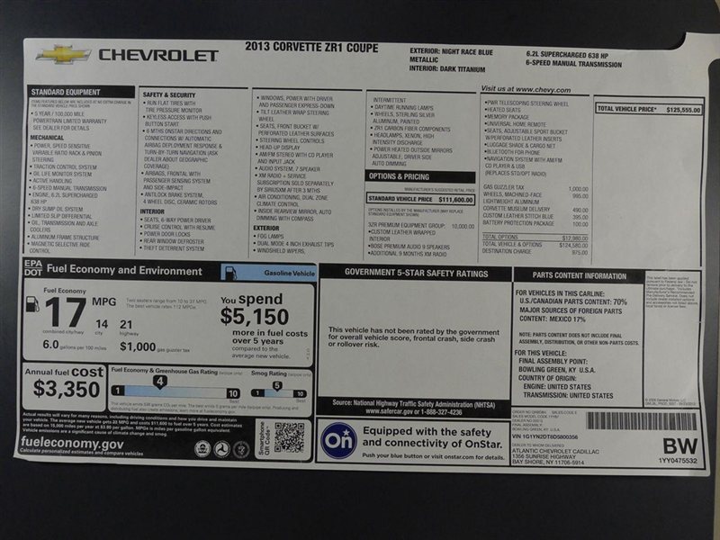 2013 Corvette ZR1 - Night Race Blue Metallic