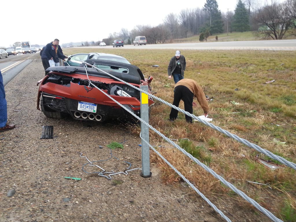 2015 Corvette Z06 Convertible Wrecks in the Rain in Michigan