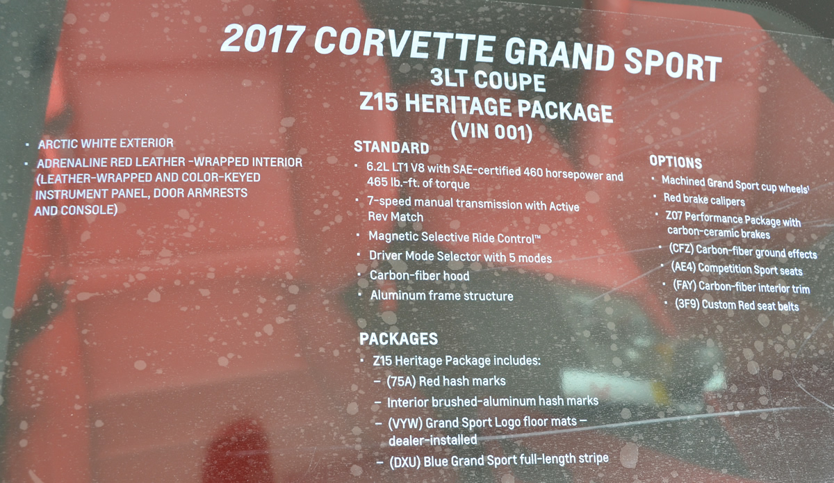 2017 Corvette Grand Sport Heritage Package - Arctic White