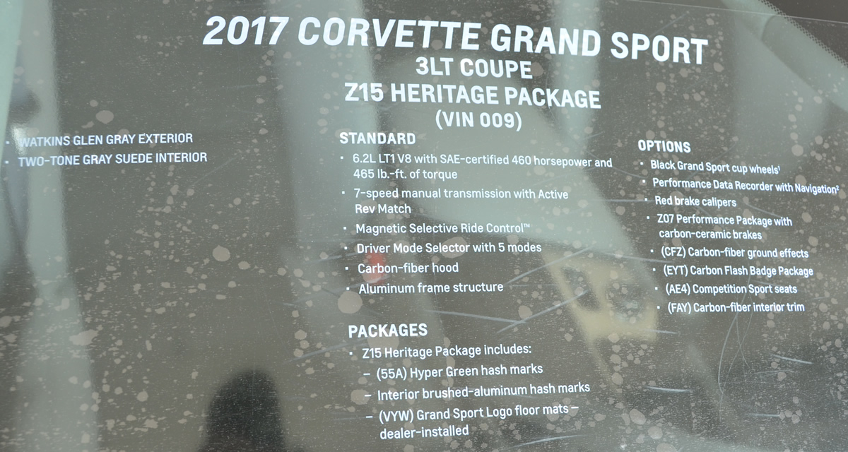 2017 Corvette Grand Sport - Heritage Package - Watkins Glen Gray