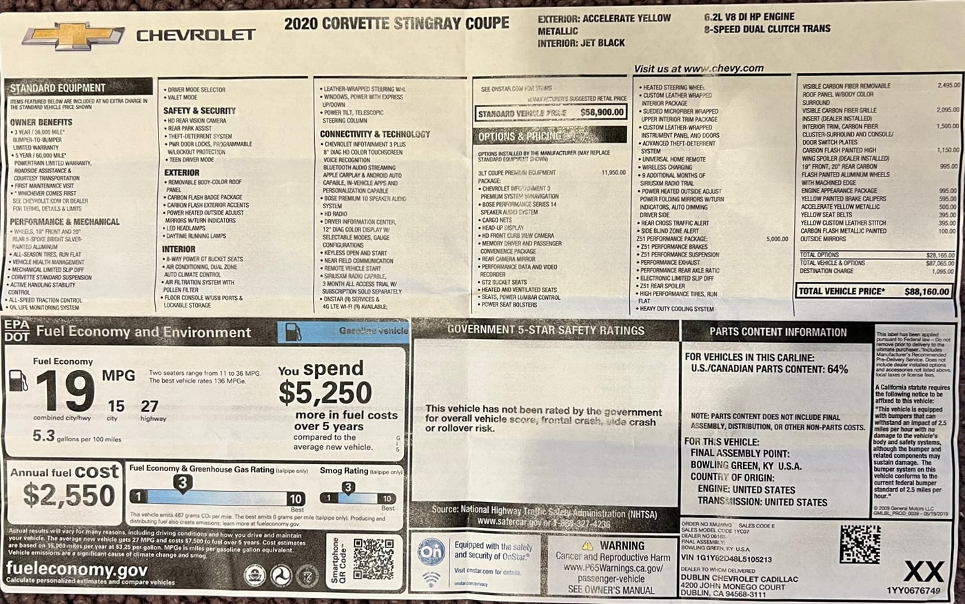 2020 Corvette Stingray Coupe in Accelerate Yellow
